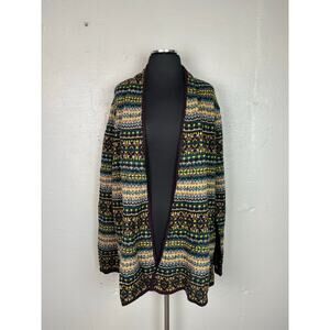 NEW Ruffhewn Women’s Large Boho Wool Blend Open Front Cardigan Sweater